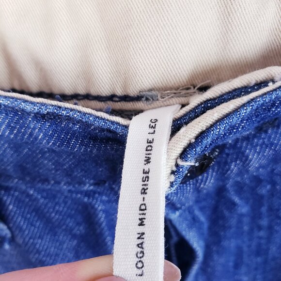 RAG & BONE Logan Wide-Leg Jeans Mid Rise Blue Denim in RINSE Dark Wash size 26 - Picture 6 of 14